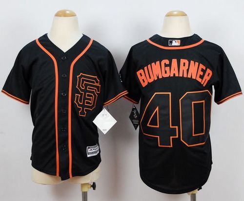 Giants #40 Madison Bumgarner Black Cool Base Stitched Youth MLB Jersey - Click Image to Close